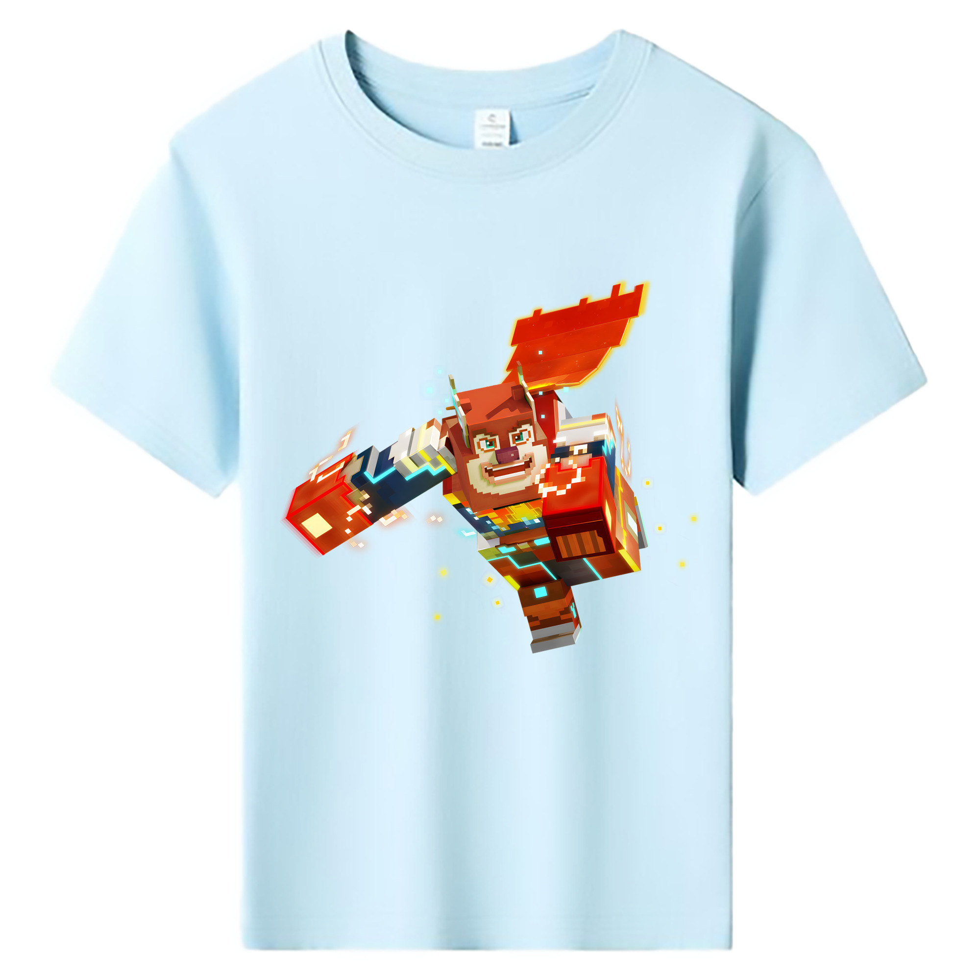 （画像用） マインクラフト ブロックの世界 Minecraft MC Block world 綿100％キッズTシャツ（フロントプリント）